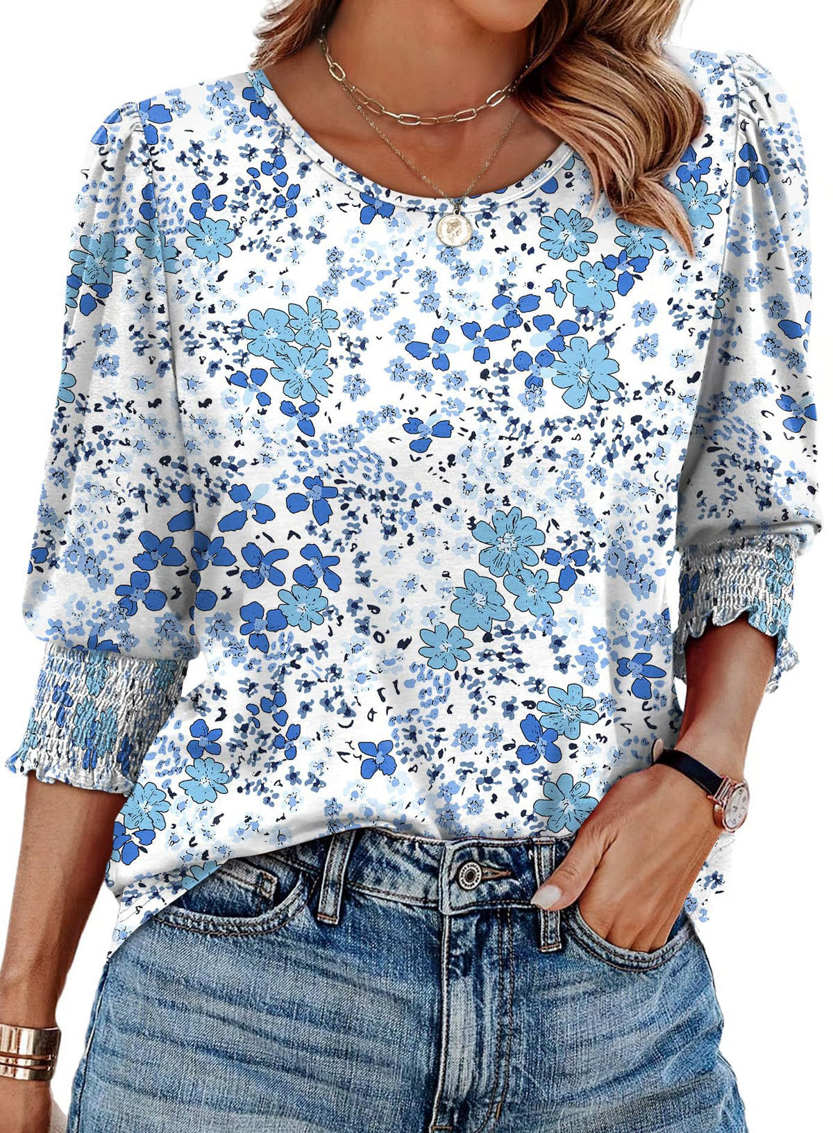 Dressy 3/4 Length Sleeve Blouse ~ Chic, versatile style for every occasion.