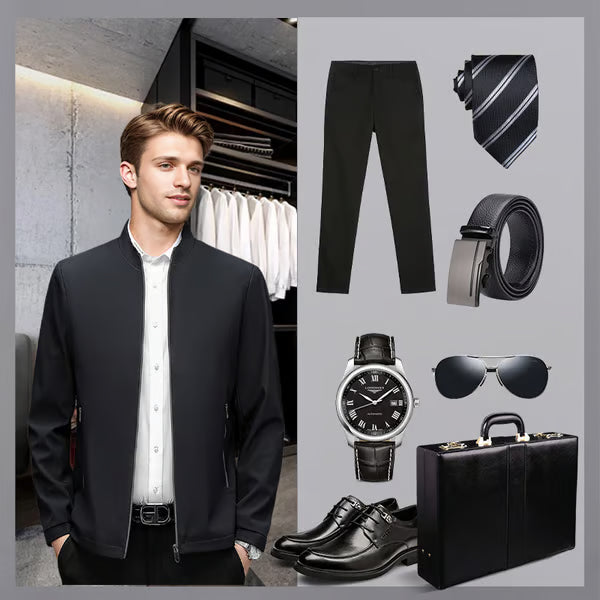 Men's Standing Collar Zipper Jacket ~ Outdress everyone without even trying.