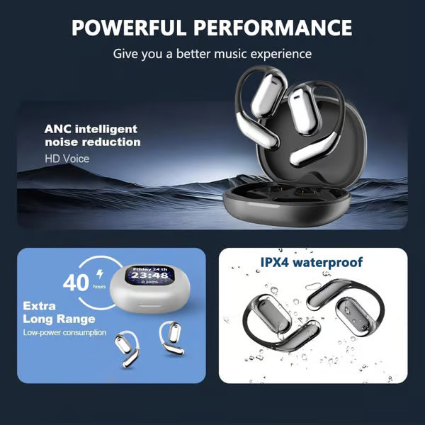 Touch Screen Open Earbuds ~ Smart control, crystal-clear sound all day.