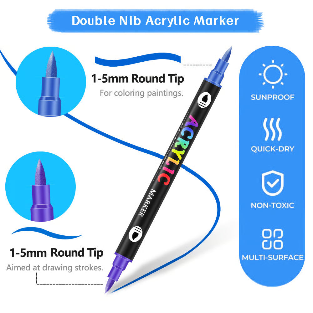 Dual Tip Acrylic Paint Pen Marker ~ Screen-free creativity on any surface.