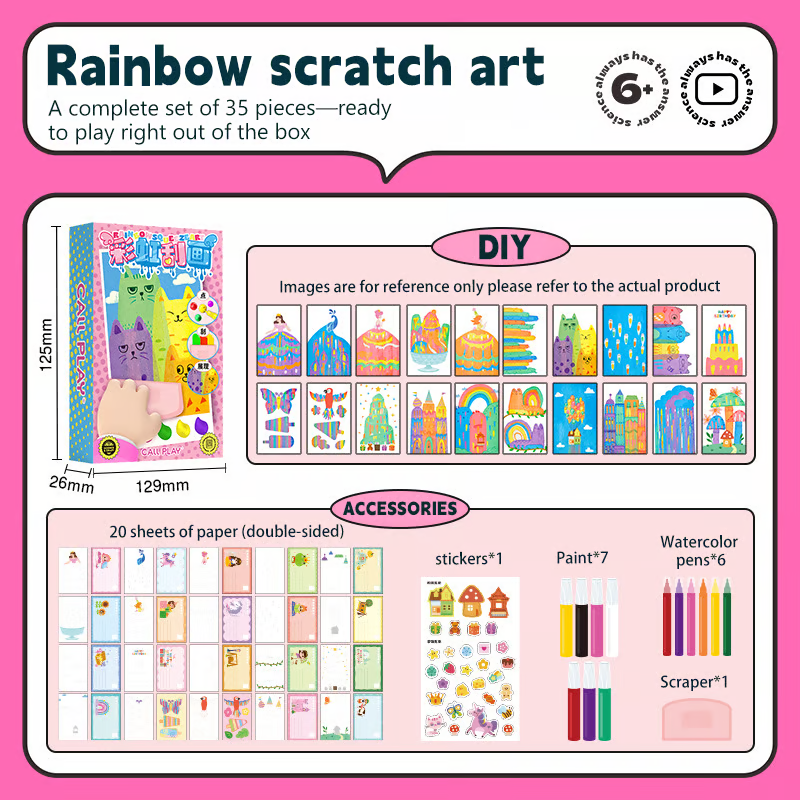 Rainbow Scratch Art Kit ~ Create Colorful Masterpieces with a Simple Scratch