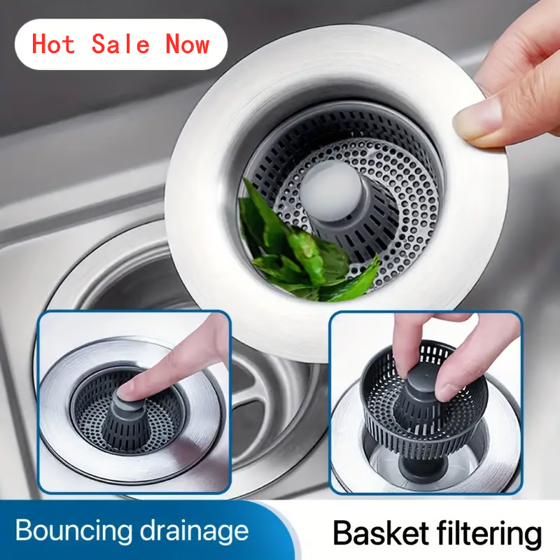 3-in-1 Stainless Steel Sink Drain Strainer ~ Prevent Clogs, Stop Odors & Keep Water Flowing Smoothly-