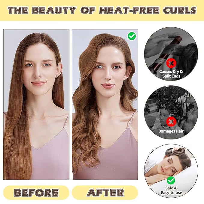 Satin Heatless Curling Set (3 Curlers) ~ Wake up with salon-worthy curls overnight.