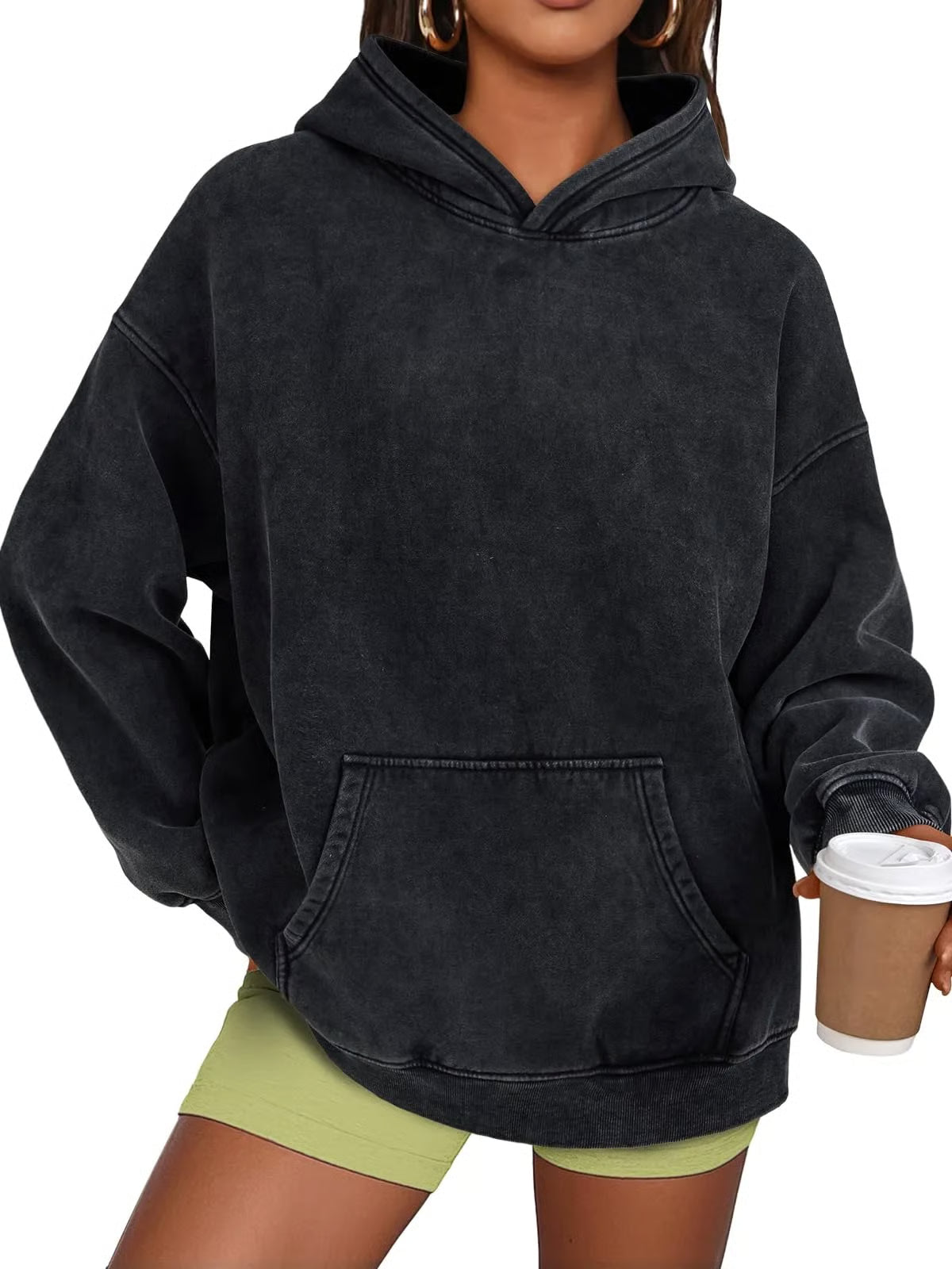 Unisex Casual Oversized Acid Wash Hoodie ~ Laid-back style with all-day comfort.