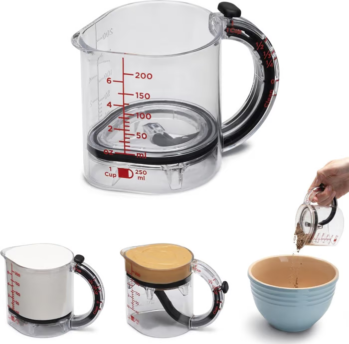 4-in-1 Adjustable Measuring Cup ~ From flour to honey, one cup rules them all