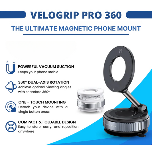 VeloGrip Pro 360 Magnetic Mount ~ Rock-solid phone hold anywhere, anytime.