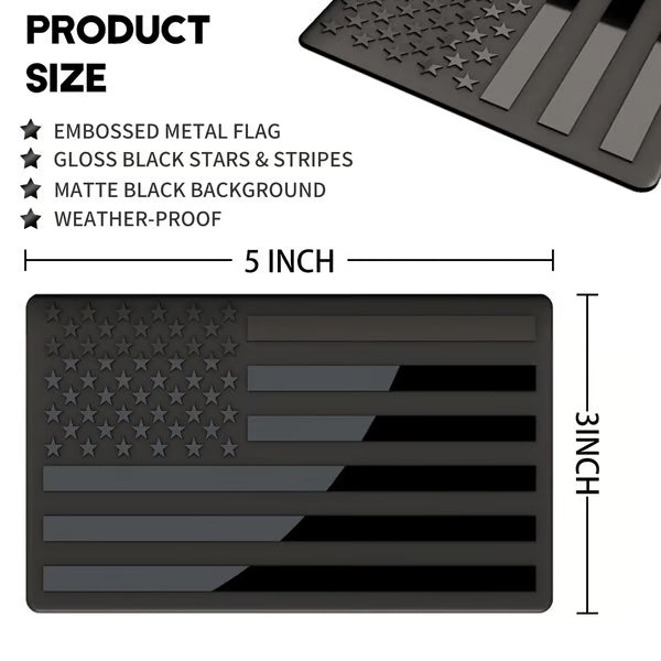 3D All-Black American Flag Emblem Decal ~ Strength and legacy in every mile.