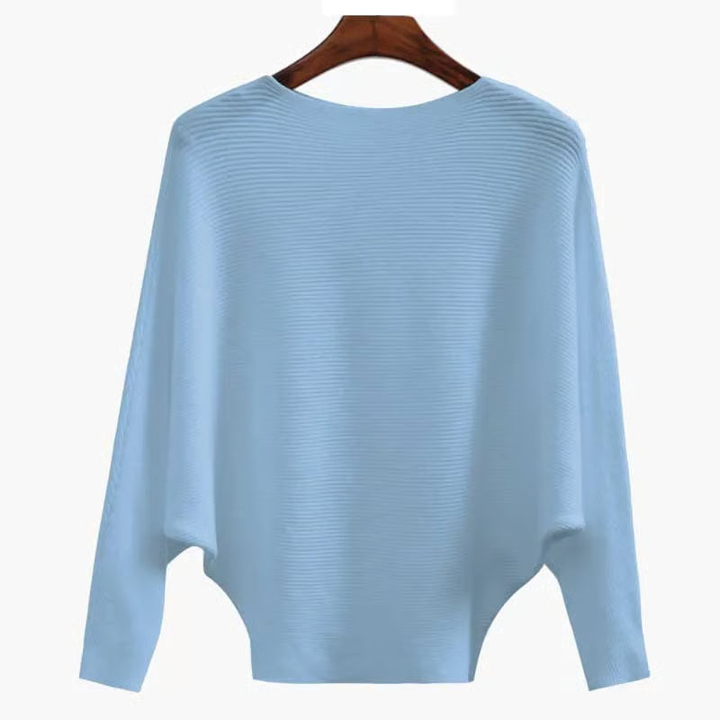Boat Neck Bat Sleeve Knitted Sweater ~Flowy, flattering, and irresistibly soft.