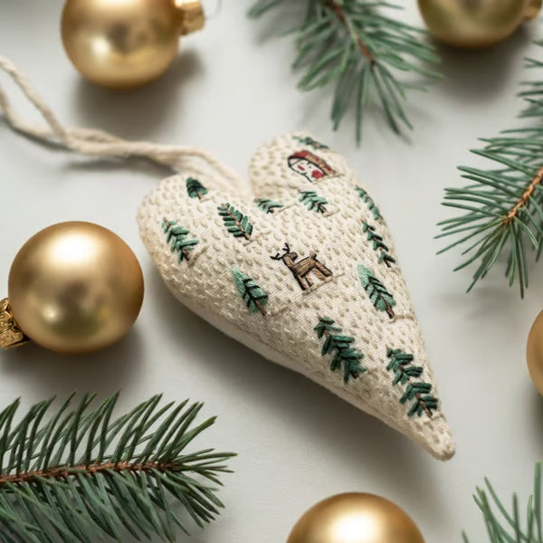 Heart Shaped Christmas Ornament Kit ~ Hand-stitched holiday keepsake you’ll treasure for years.