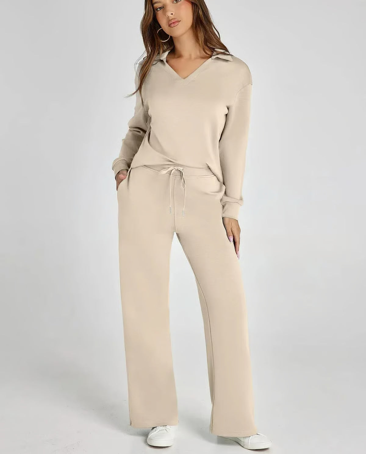 Casual Long Sleeve Sweatsuit 2-piece Sets ~ Soft, breathable, and wrinkle-free all day long.