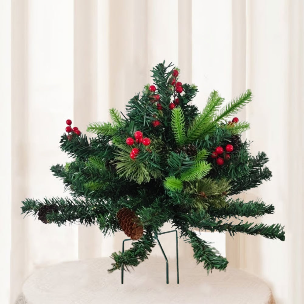 Pre-lit Artificial Christmas Tree Urn Filler ~ Weatherproof sparkle for entryways and patios.