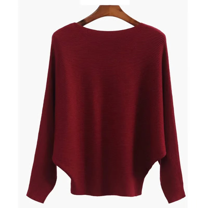 Boat Neck Bat Sleeve Knitted Sweater ~Flowy, flattering, and irresistibly soft.