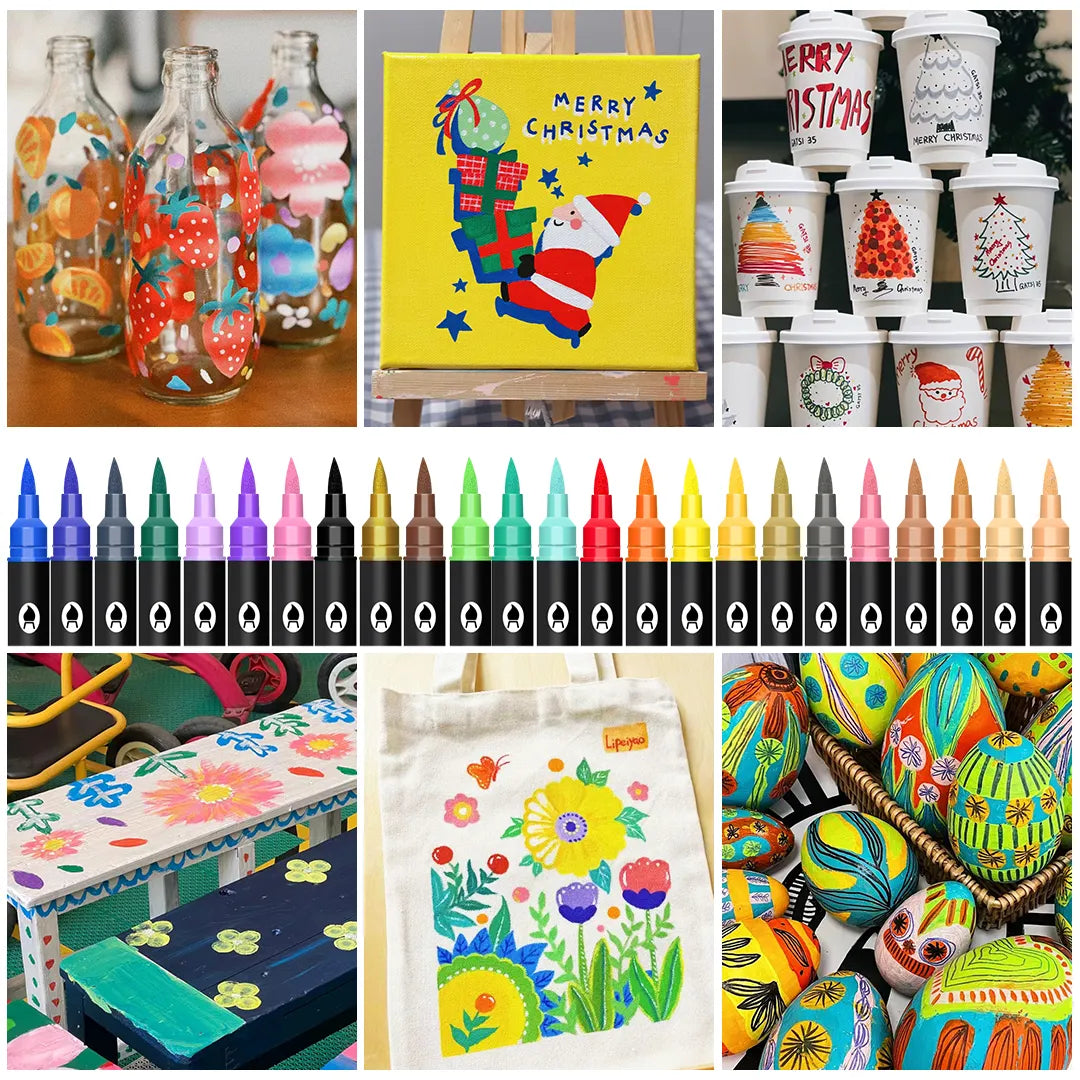 Dual Tip Acrylic Paint Pen Marker ~ Screen-free creativity on any surface.