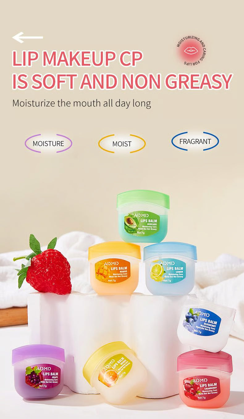 8Pcs Fruit Flavored Lip Care Set ~ Turn dry, cracked lips into glass-shine perfection.