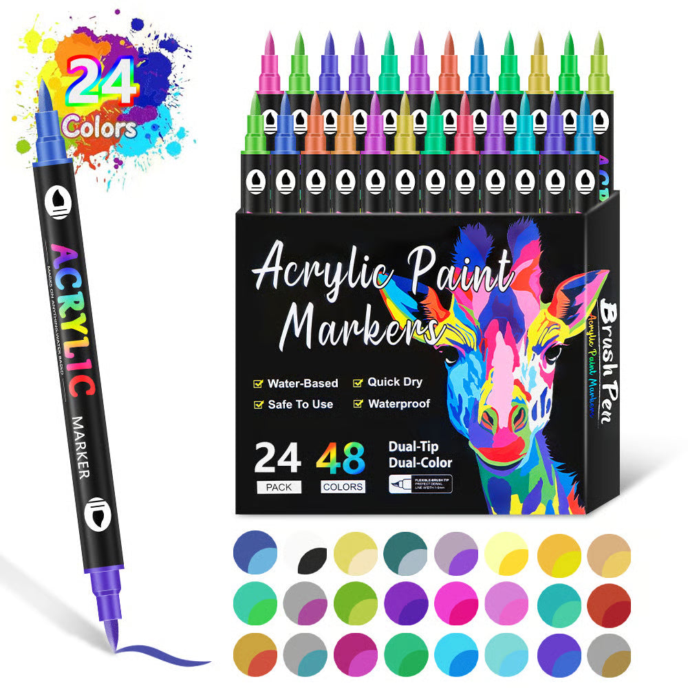 Dual Tip Acrylic Paint Pen Marker ~ Screen-free creativity on any surface.