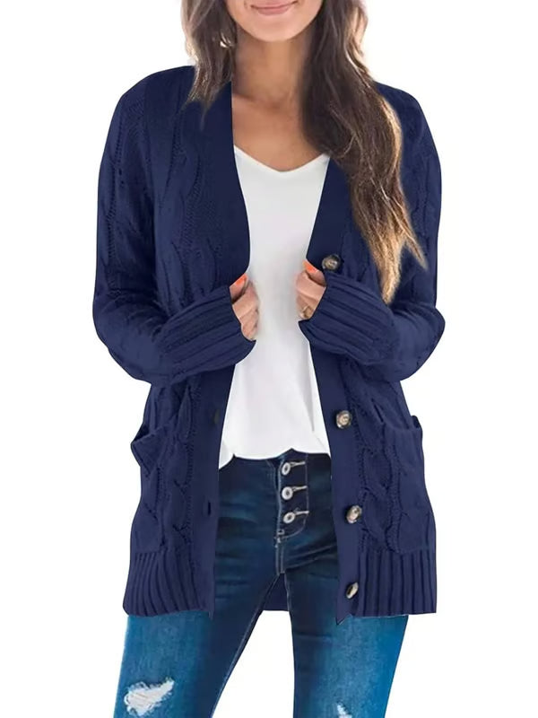 Long Sleeve Button Down Cable Knit Cardigan ~ Cozy fall favorite for work or weekends.