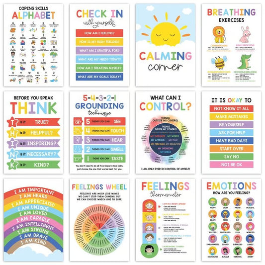 12 Pcs Calming Corner Posters ~ Create a safe space for kids to calm down.