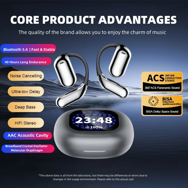 Touch Screen Open Earbuds ~ Smart control, crystal-clear sound all day.