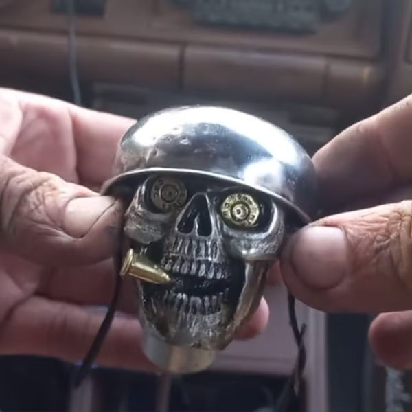 Skull Soldier Gear Knob ~ Heavy-duty metal grip with outlaw style.