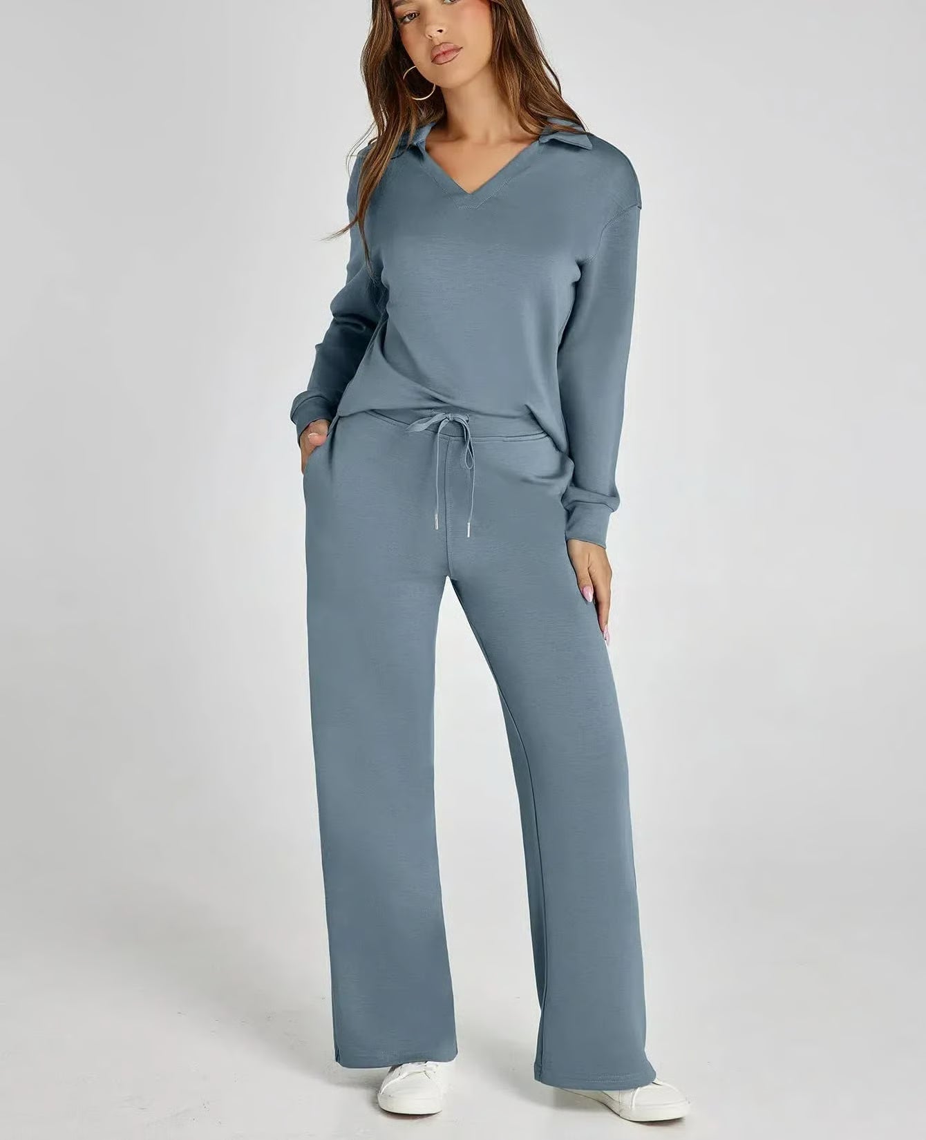 Casual Long Sleeve Sweatsuit 2-piece Sets ~ Soft, breathable, and wrinkle-free all day long.