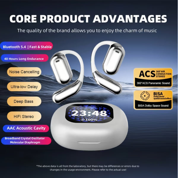Touch Screen Open Earbuds ~ Smart control, crystal-clear sound all day.