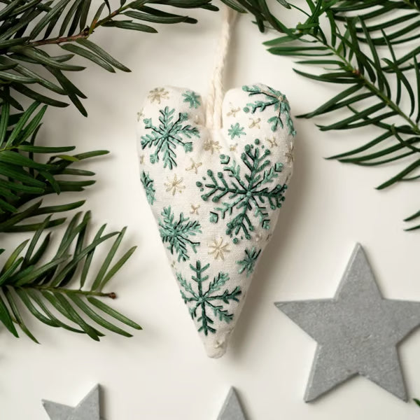 Heart Shaped Christmas Ornament Kit ~ Hand-stitched holiday keepsake you’ll treasure for years.