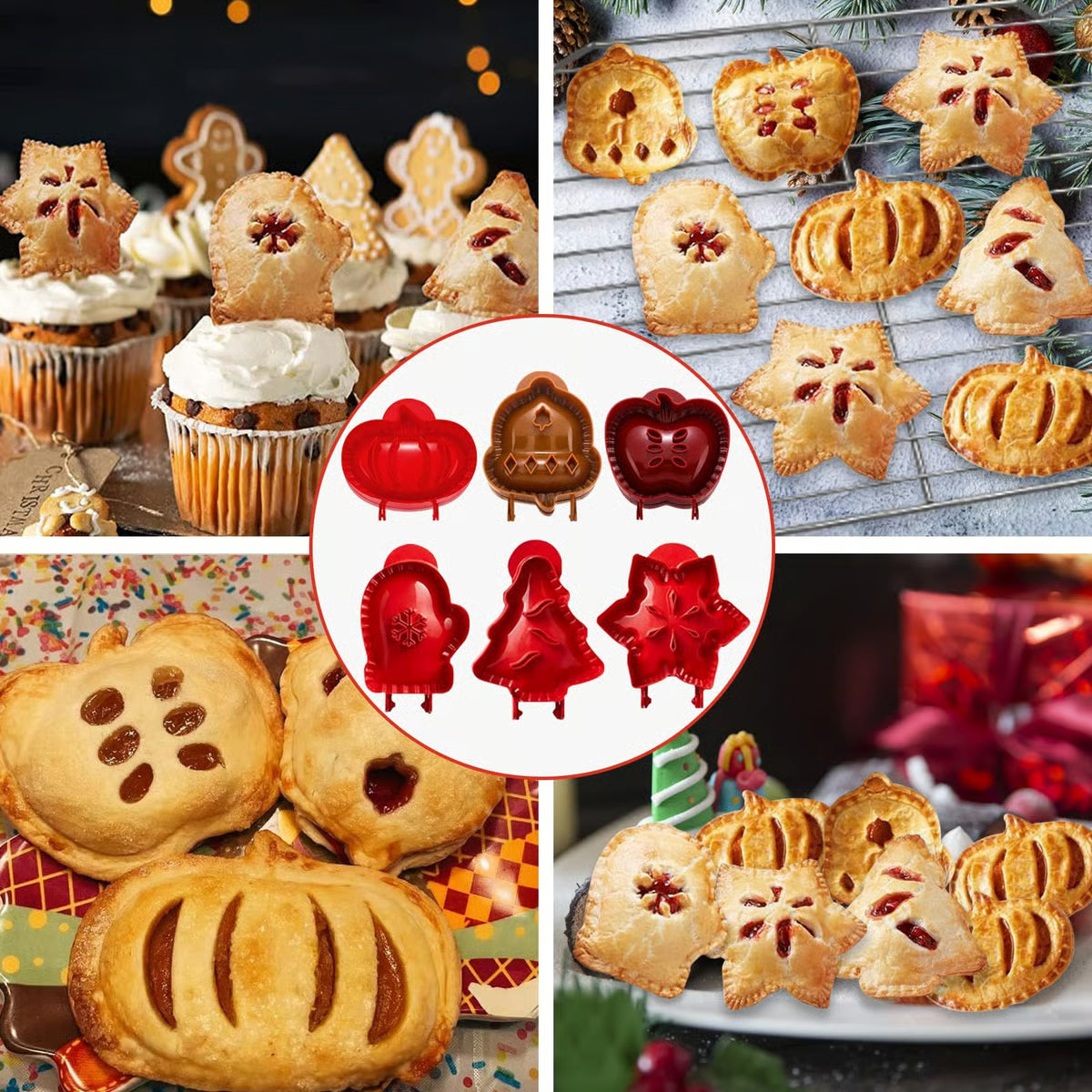 Holiday Mini Pie Mold ~ Turns dough into adorable holiday pies instantly.