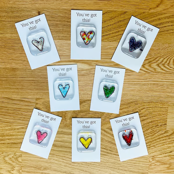 Fused Glass Heart Pocket Token ~ A Pocket-Sized Reminder of Love and Support.