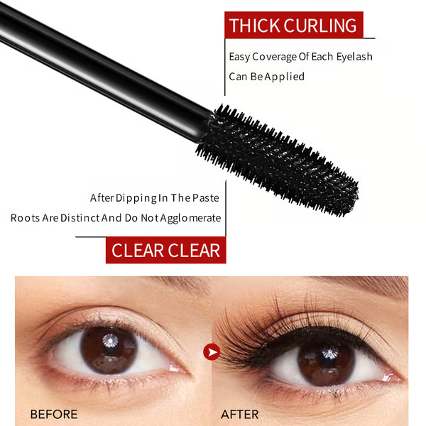Waterproof Silk Fibre Thick Lengthening Mascara ~ 500% Volume, Zero Extensions Needed