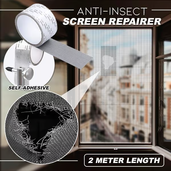 Strong Adhesive Screen Repair Tape ~ Seal rips and stop bugs in seconds.
