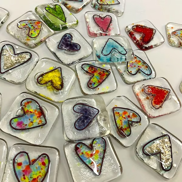 Fused Glass Heart Pocket Token ~ A Pocket-Sized Reminder of Love and Support.