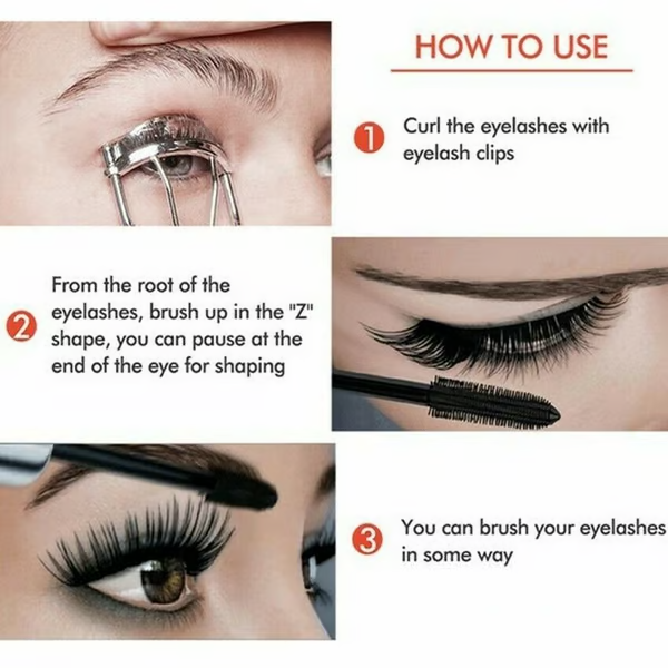 Waterproof Silk Fibre Thick Lengthening Mascara ~ 500% Volume, Zero Extensions Needed