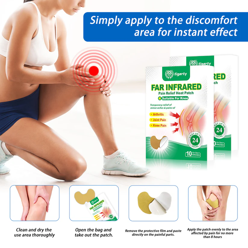 Tigerty Knee Patches ~ Targeted pain relief that lasts up to 24 hours.