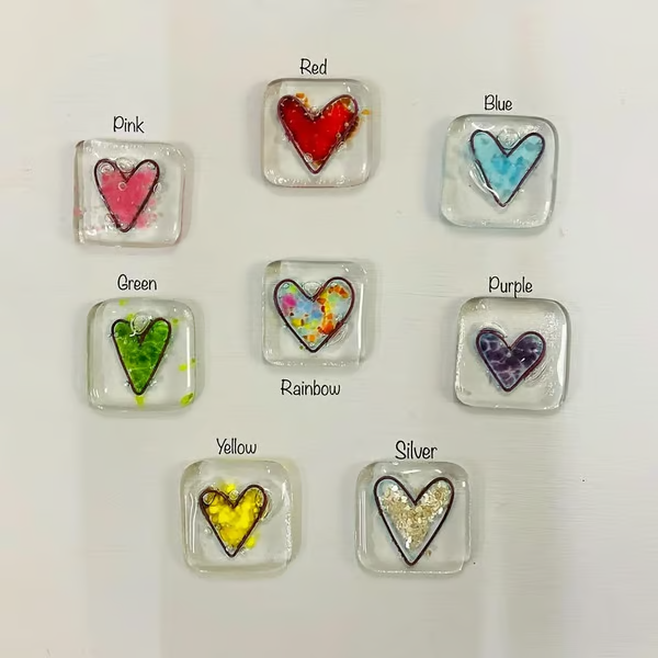 Fused Glass Heart Pocket Token ~ A Pocket-Sized Reminder of Love and Support.