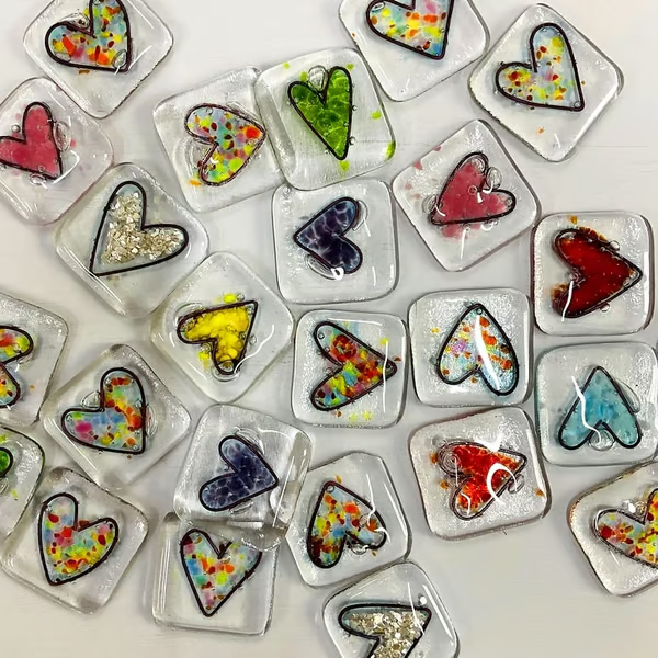 Fused Glass Heart Pocket Token ~ A Pocket-Sized Reminder of Love and Support.