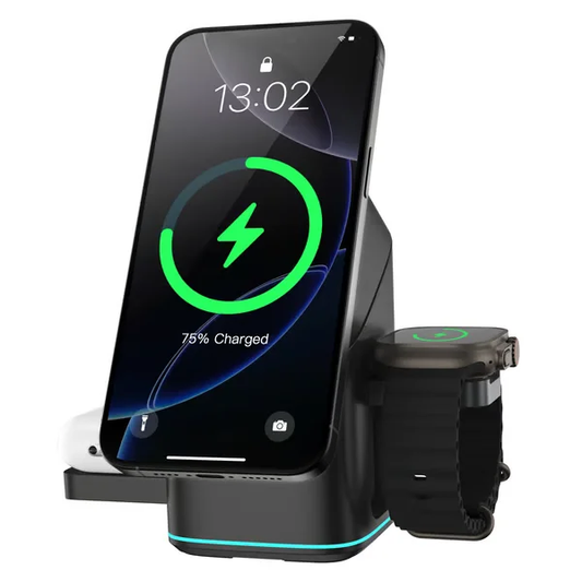 3-in-1 Wireless Charger ~ Power your phone, watch & earbuds in one sleek dock-