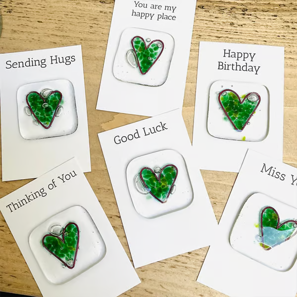 Fused Glass Heart Pocket Token ~ A Pocket-Sized Reminder of Love and Support.