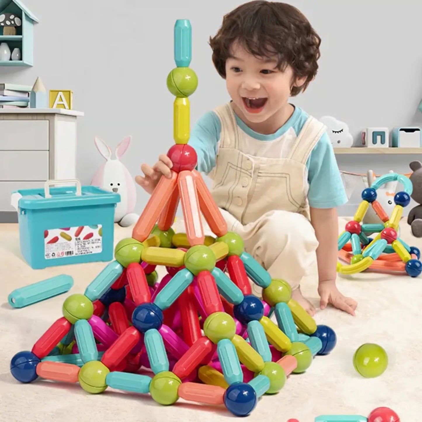 Magnetic Balls and Rods Building Blocks Set ~ Boost imagination, focus, and motor skills.