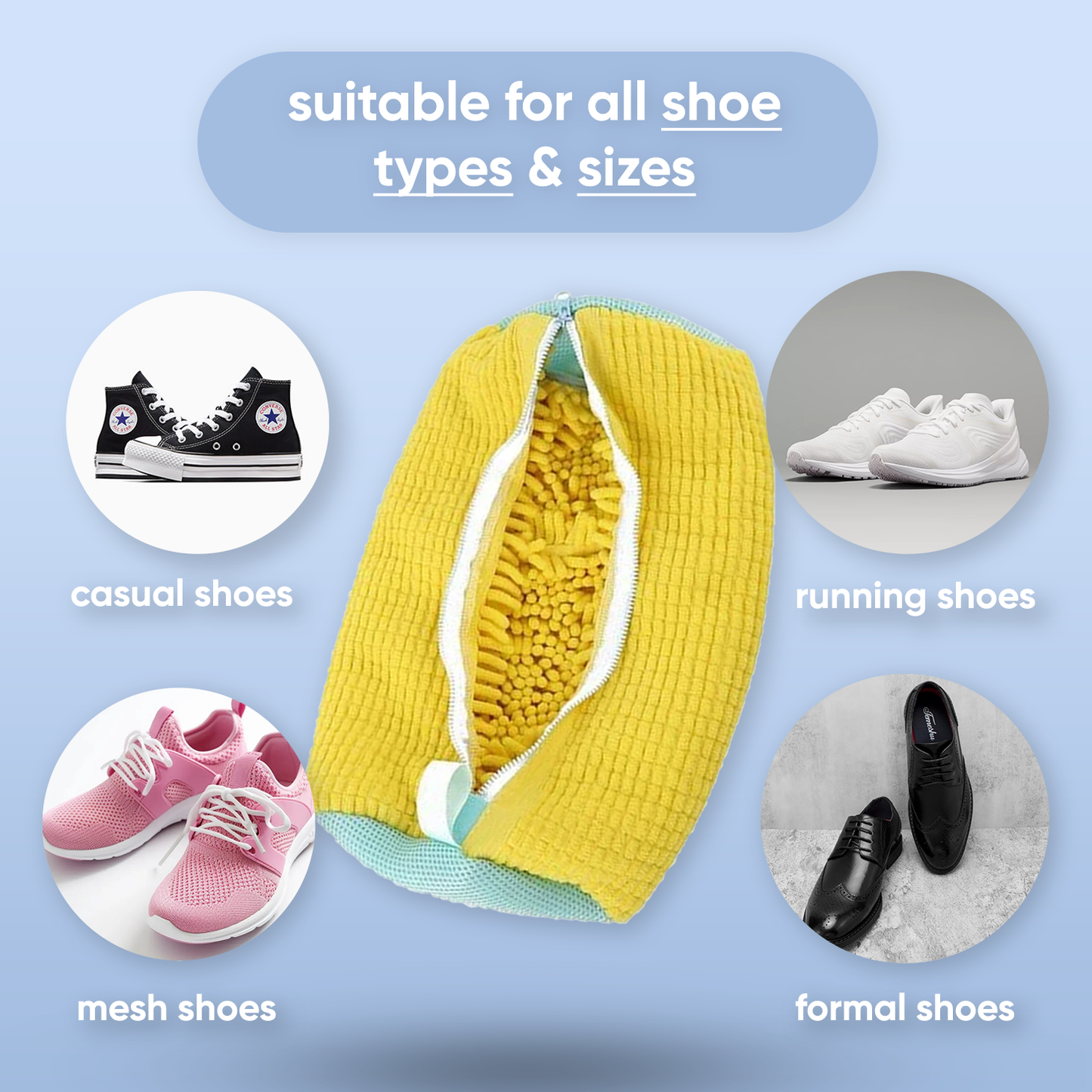 Laundry shoe bag ~ Effortlessly clean shoes without damage in minutes.