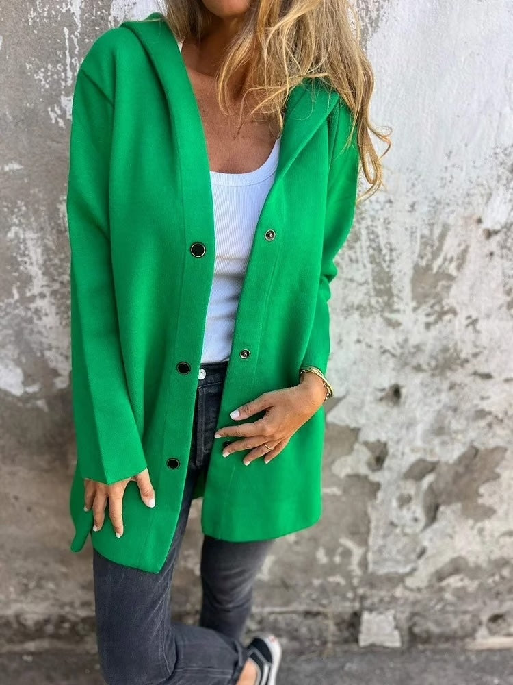 Casual Single Breasted Hooded Jacket ~ Throw-on style for breezy spring & autumn days.
