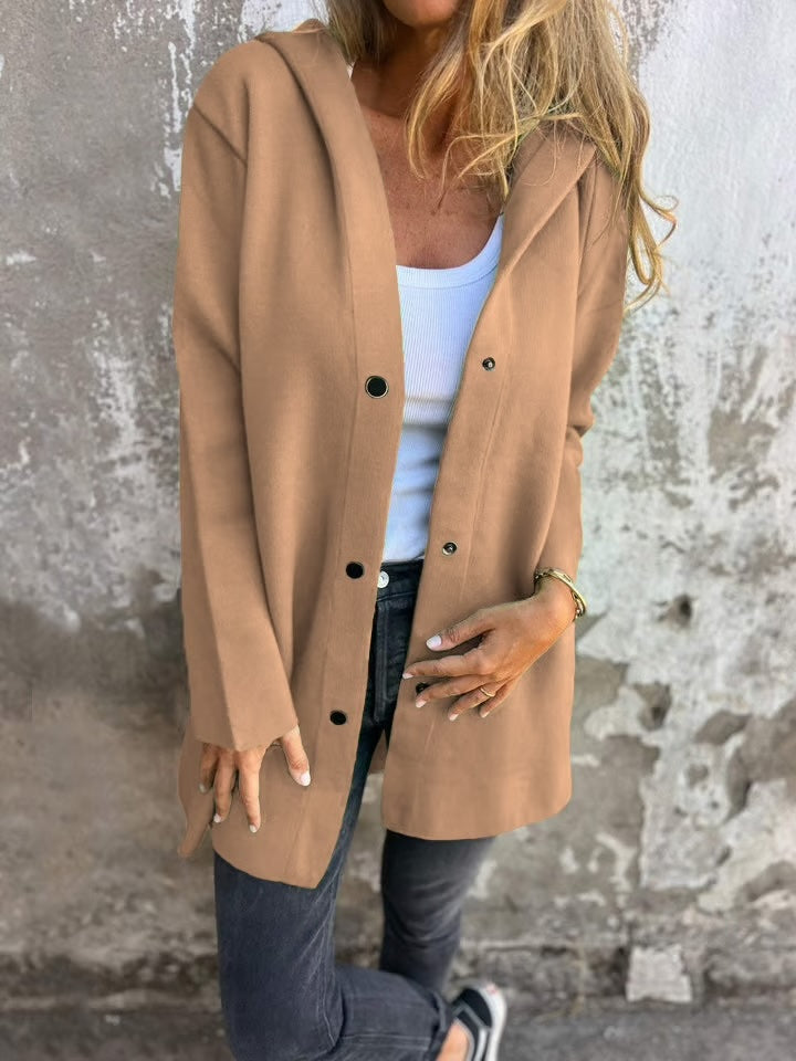 Casual Single Breasted Hooded Jacket ~ Throw-on style for breezy spring & autumn days.