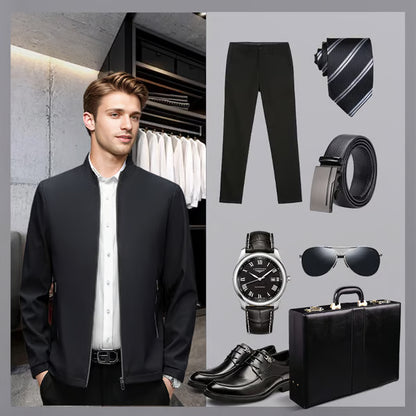 Men's Standing Collar Zipper Jacket ~ Outdress everyone without even trying.