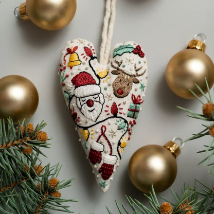 Heart Shaped Christmas Ornament Kit ~ Hand-stitched holiday keepsake you’ll treasure for years.
