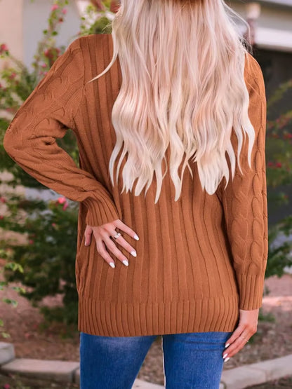 Long Sleeve Button Down Cable Knit Cardigan ~ Cozy fall favorite for work or weekends.