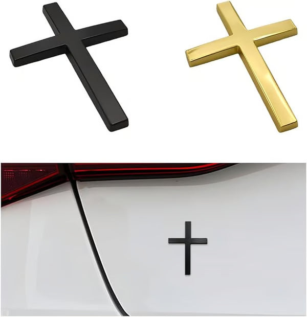 Metal Jesus Cross Emblem ~ Holy Armor for Your Ride.