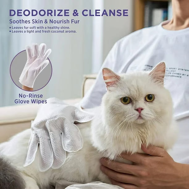 Odor-Removing Pet Glove Wipes ~ Bath-free freshness in seconds.