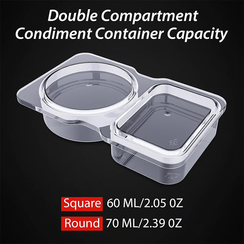 Double Compartment Condiment Containers (10 Pack) ~ Split containers for balanced eating.