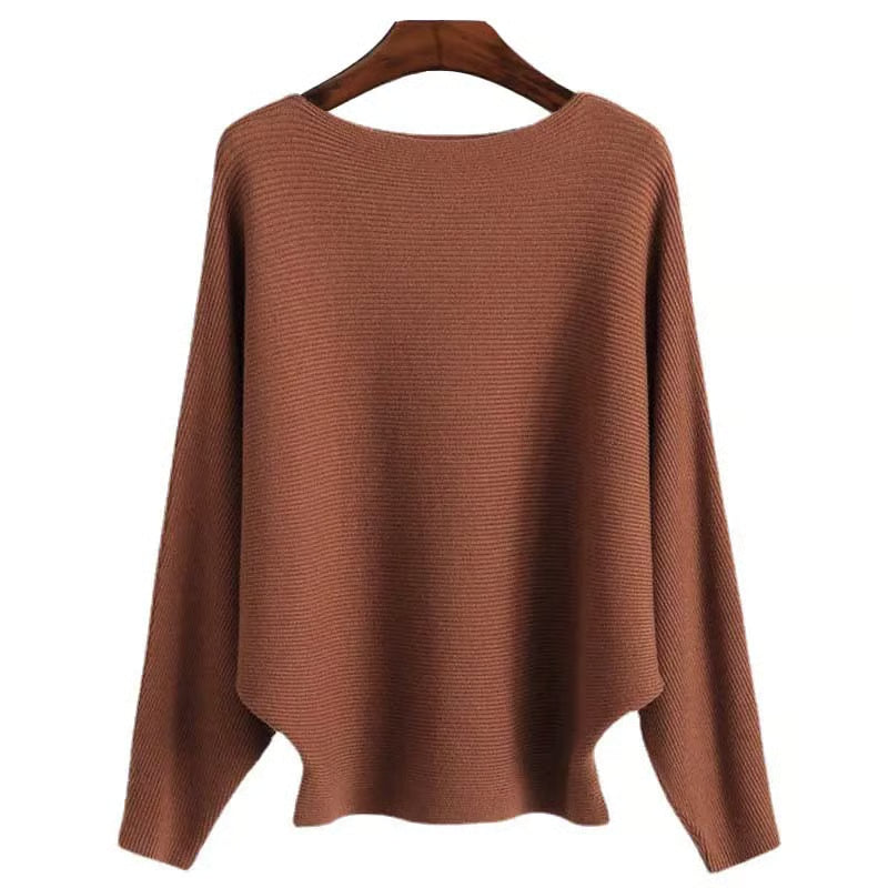 Boat Neck Bat Sleeve Knitted Sweater ~Flowy, flattering, and irresistibly soft.