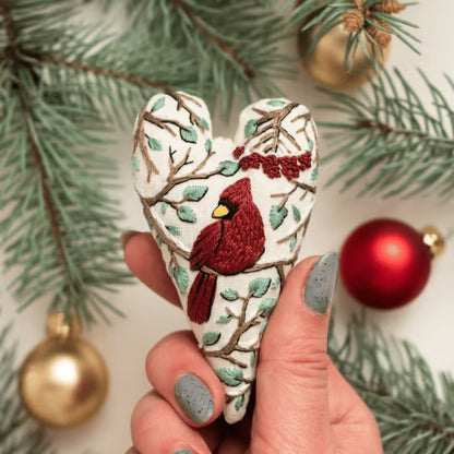 Heart Shaped Christmas Ornament Kit ~ Hand-stitched holiday keepsake you’ll treasure for years.
