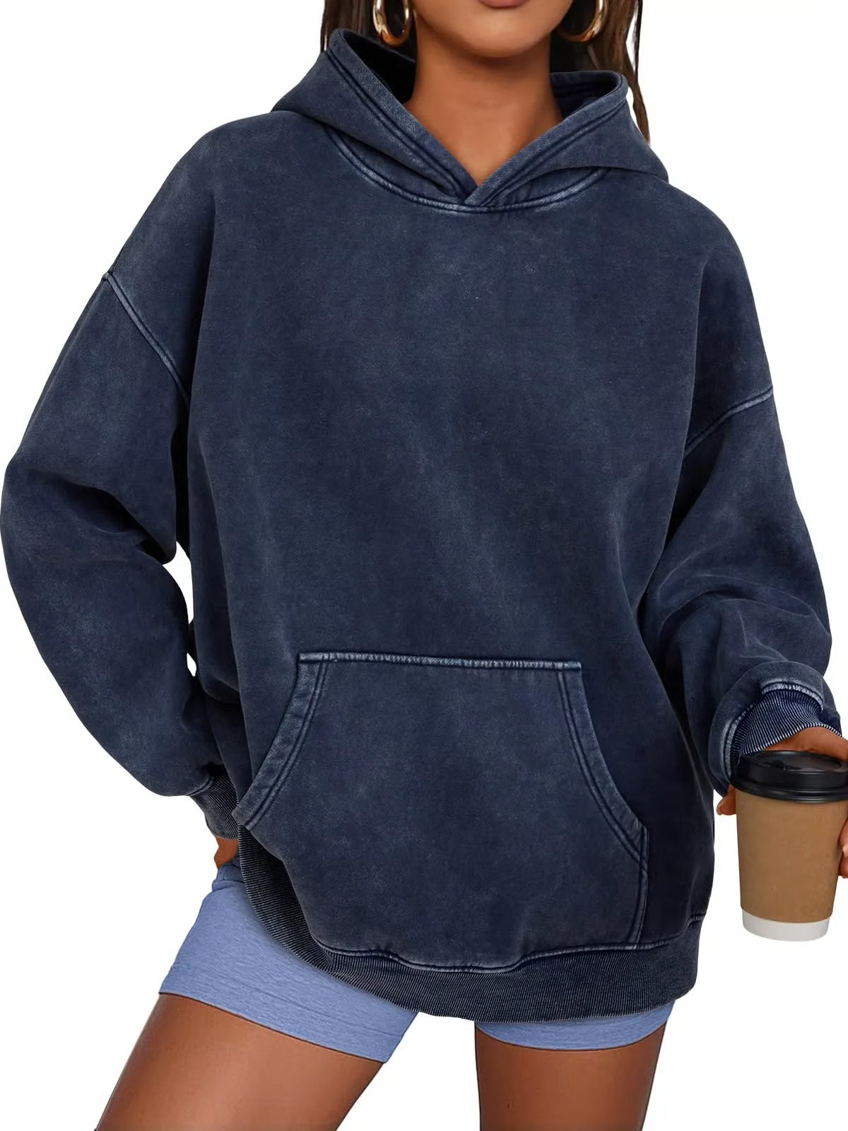 Unisex Casual Oversized Acid Wash Hoodie ~ Laid-back style with all-day comfort.